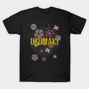 Aesthetic Proud Name Uzumaki Flowers Anime Retro Styles T-Shirt